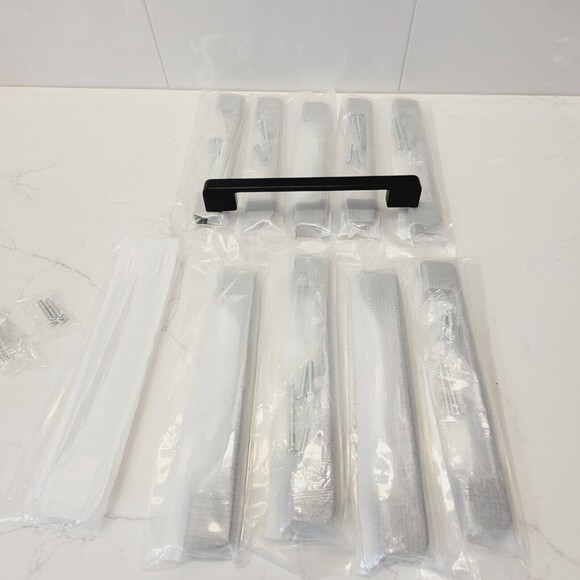 Cabinet Pulls Square Bmlack Handle YUFER 10 pack Drawer Pull Modern 6-1/3" Hole - Picture 7 of 11